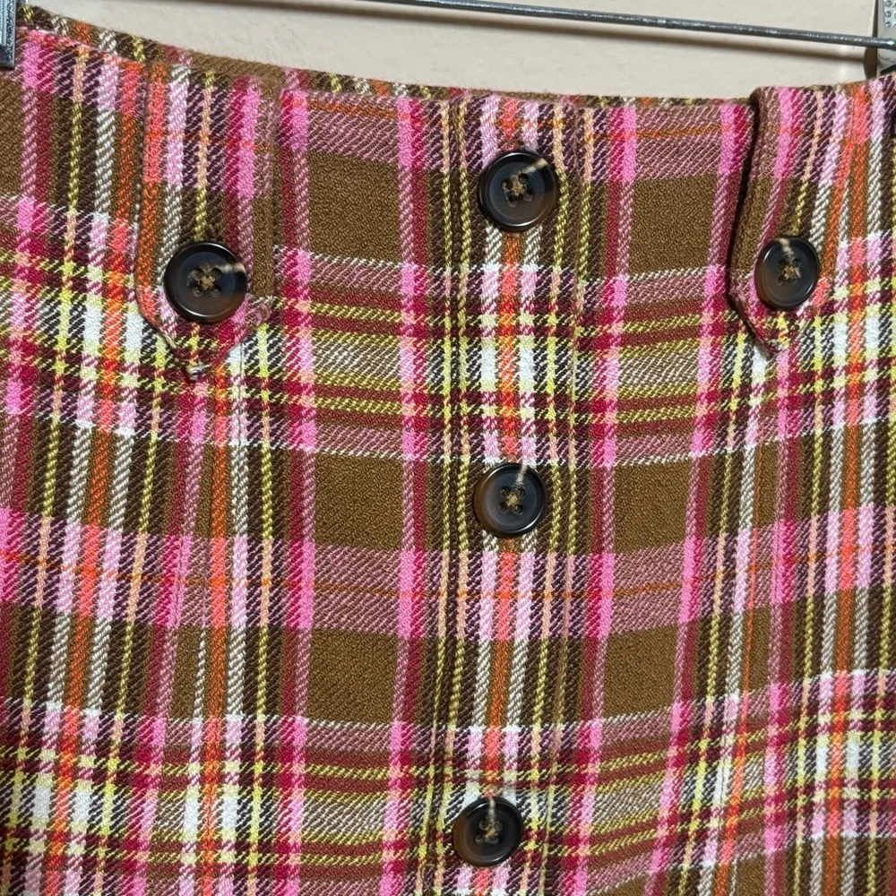 Anthropologie Maeve Plaid Button-Front mini A Line Skirt